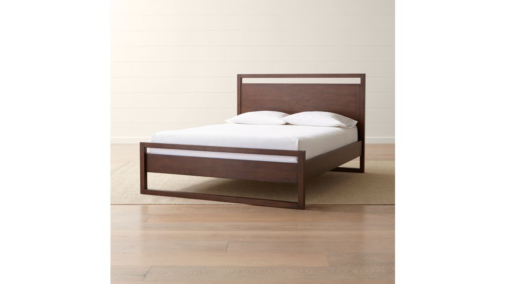 Linea Mocha Queen Bed + Reviews Crate and Barrel