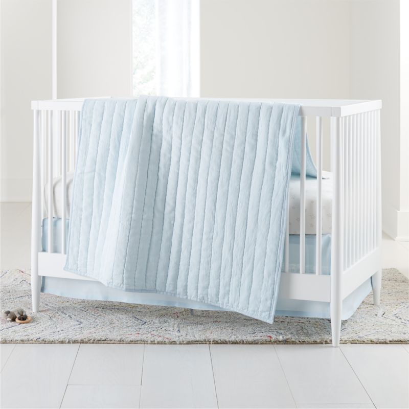 light blue crib skirt