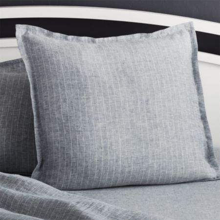 Linen Pinstripe Blue Euro Pillow Sham Reviews Crate And Barrel