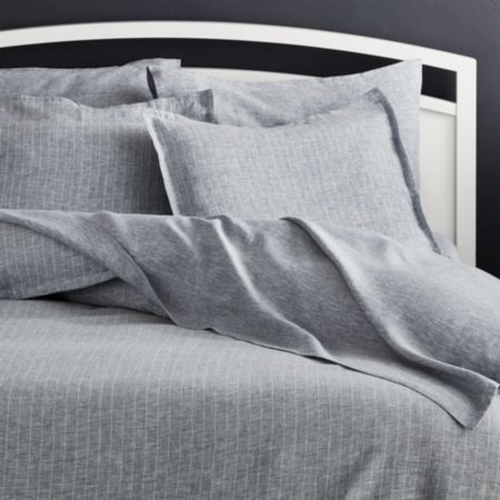 Linen Pinstripe Blue Duvet Covers And Shams Crate And Barrel Canada