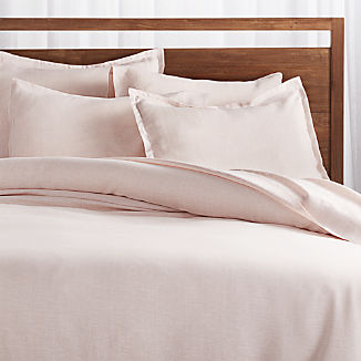 Linen Pinstripe Blush Duvet Covers and Pillow Shams