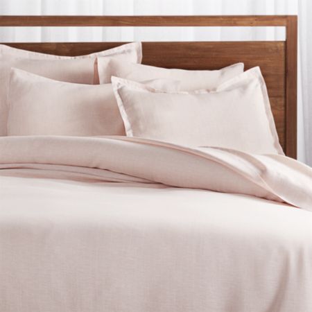 Linen Pinstripe Blush Duvet Covers And Pillow Shams Crate And