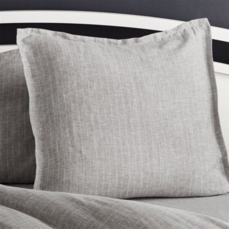 Linen Pinstripe Grey Euro Pillow Sham Reviews Crate And Barrel