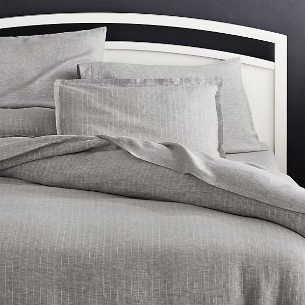 Linen Pinstripe Grey Duvet Covers And Pillow Shams Crate And Barrel