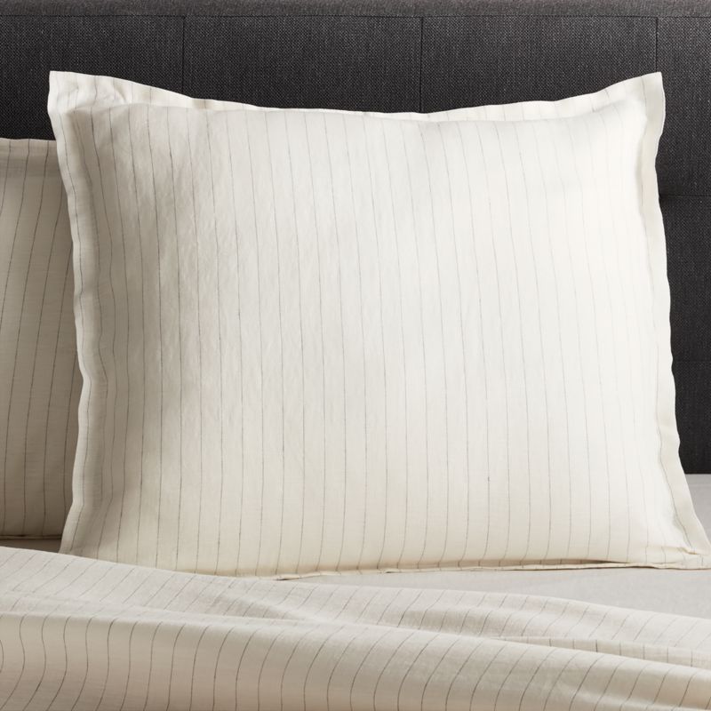 Linen Pinstripe Warm White Euro Pillow Sham Reviews Crate And