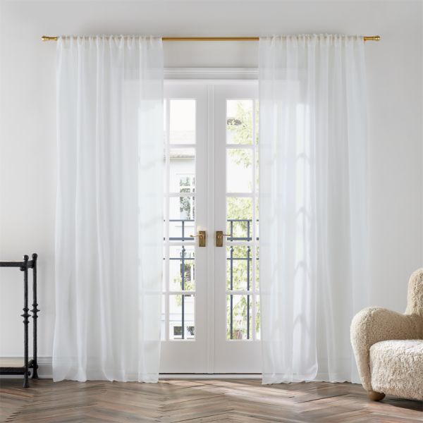 White European Flax ™-Certified Linen Sheer Window Curtain Panel 52