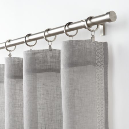 Bordered Grey Sheer Linen Curtain Panel Crate And Barrel
