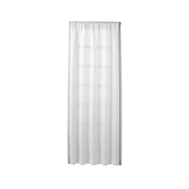 Online Designer Living Room Bordered White Sheer Linen Curtain Panel 52