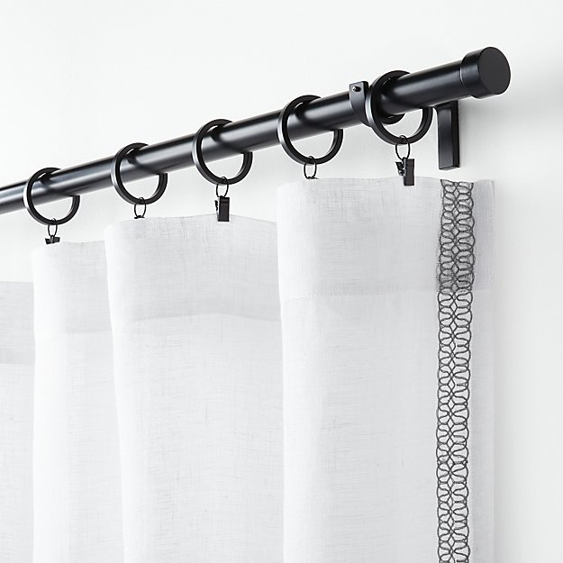 Bordered White Sheer Linen Curtain Panel | Crate and ...