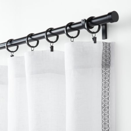 Bordered White Sheer Linen Curtain Panel Crate And Barrel