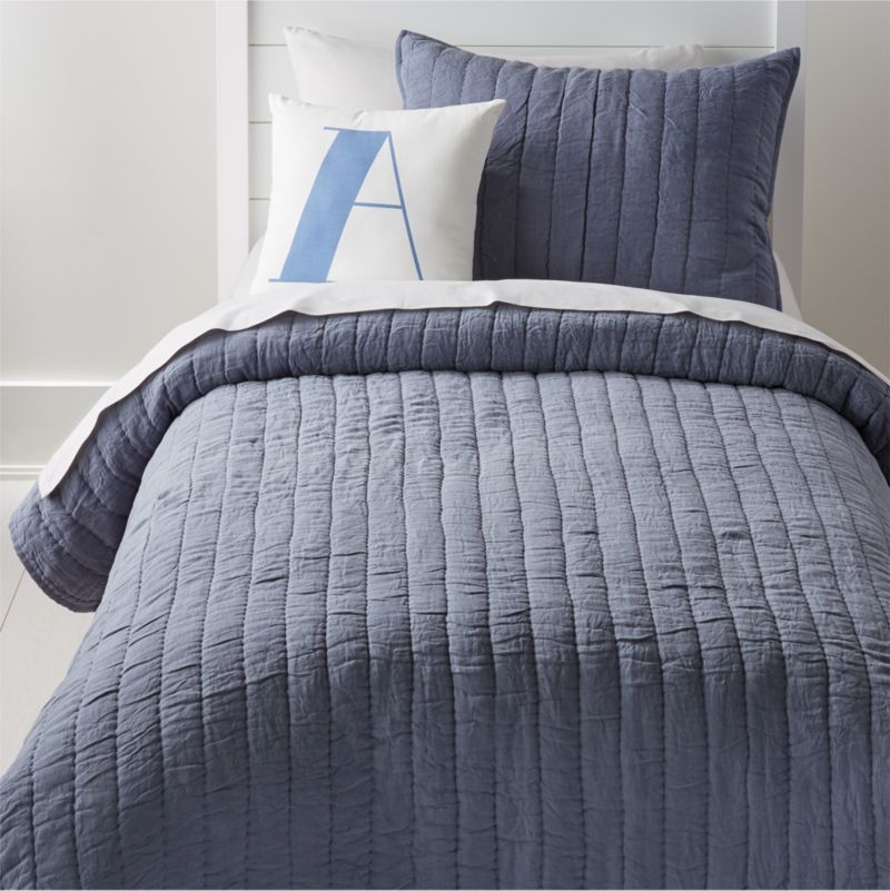 Linen Dark Blue Bedding Crate And Barrel