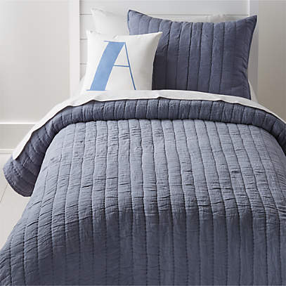 Linen Dark Blue Full Queen Quilt Reviews Crate And Barrel