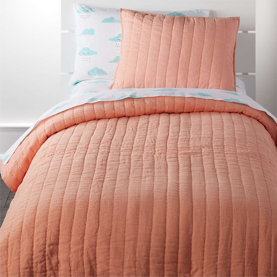 Linen Pink Twin Quilt + Reviews Crate and Barrel