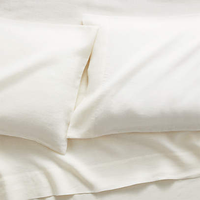 Pure Linen Warm White Sheet Sets Crate And Barrel