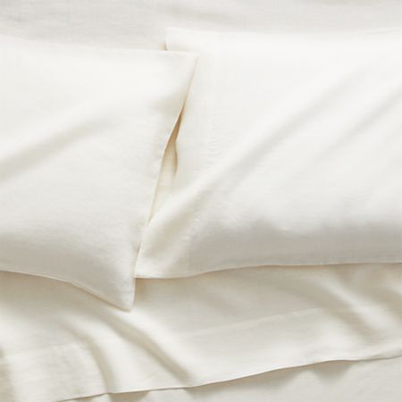 Linen Warm White Full Sheet Set Reviews Crate And Barrel Canada