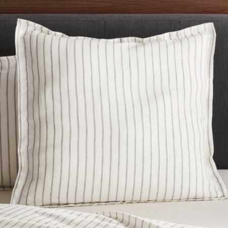 Linen Wide Stripe Warm White Euro Pillow Sham Reviews Crate