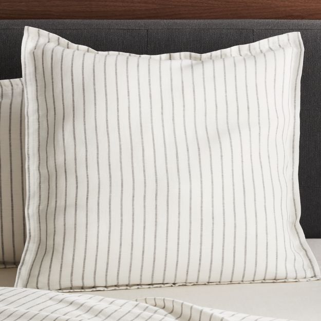 Linen Wide Stripe Warm White Euro Pillow Sham + Reviews ...