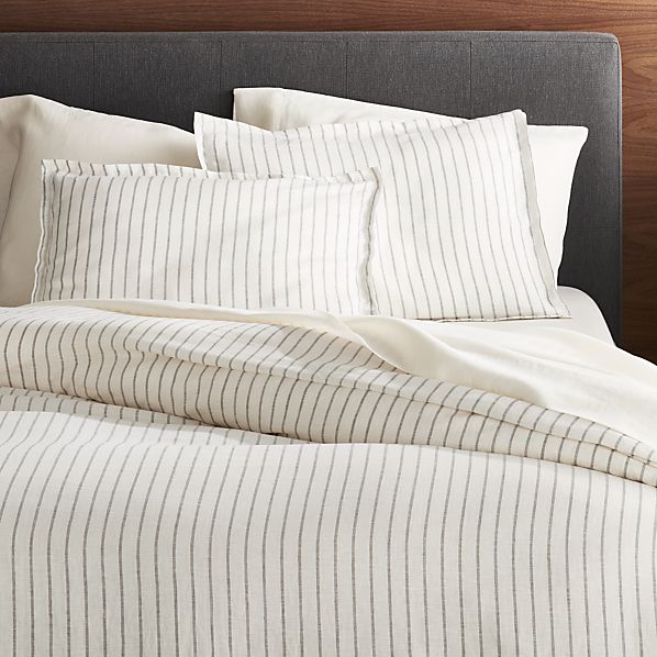 Linen Wide Stripe Warm White Duvet Covers And Pillow Shams Crate