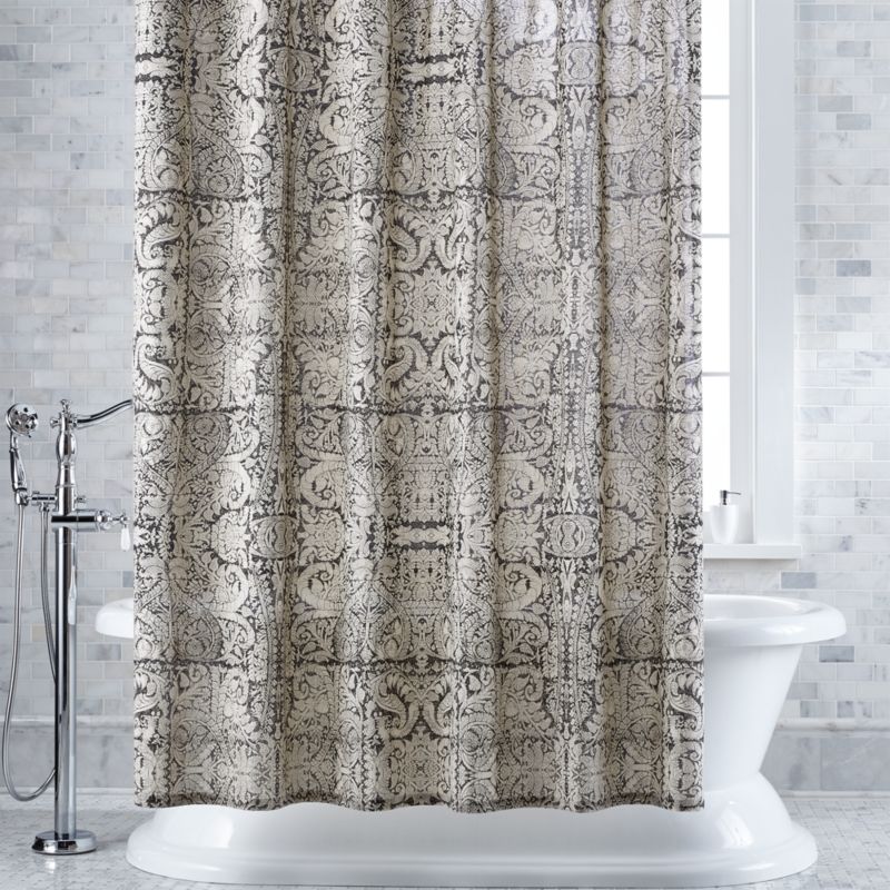 Linley Damask Charcoal Shower Curtain Crate And Barrel Canada