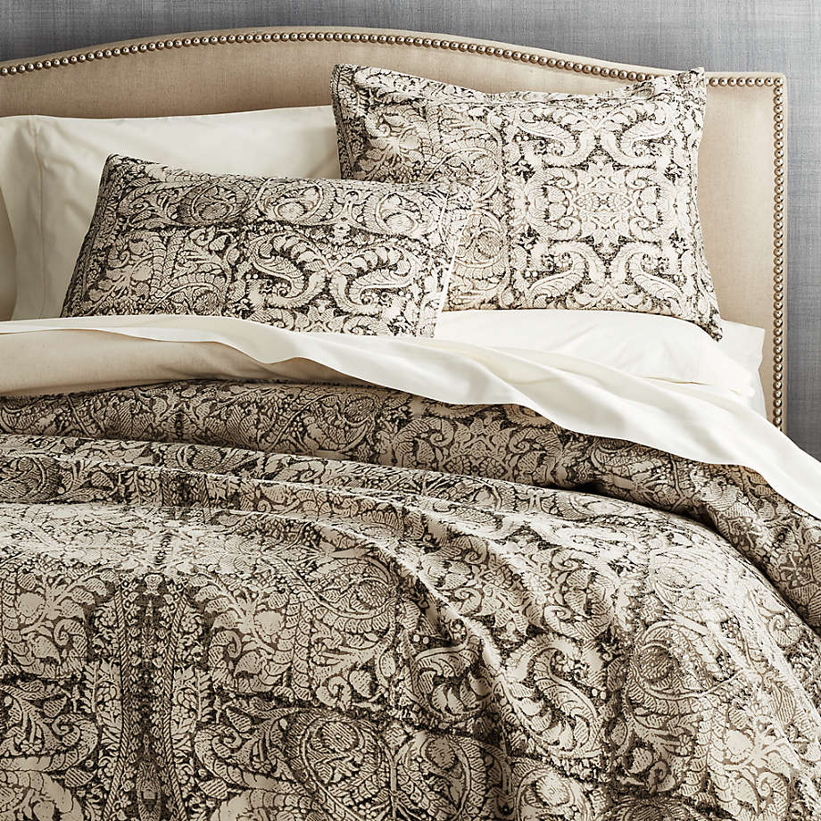 Linley Charcoal Damask Print Duvet Cover Full/Queen + Reviews Crate