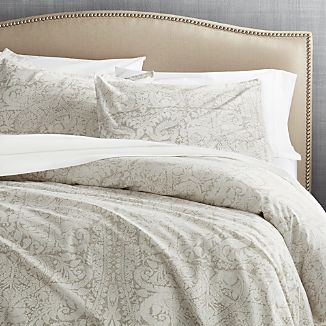 Duvet Covers Crate And Barrel Linley Dove Damask Print Duvet Cover King