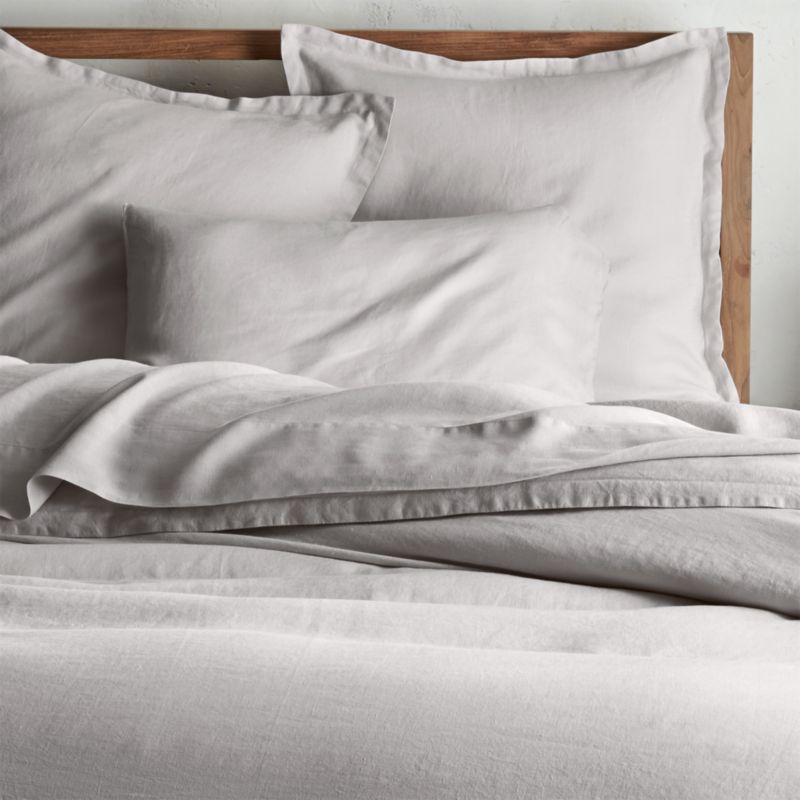 Lino II Light Grey Linen Duvet Covers and Pillow Shams | Crate and Barrel