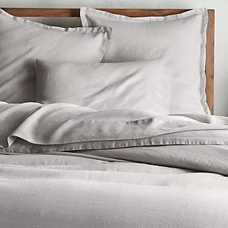 Lino II Light Grey Linen Duvet Covers and Pillow Shams