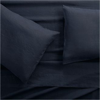 Lino II Midnight Blue Linen Full Sheet Set