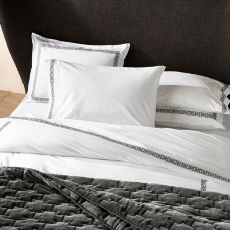 Lior Organic Grey Embroidered Duvet Covers And Pillow Shams