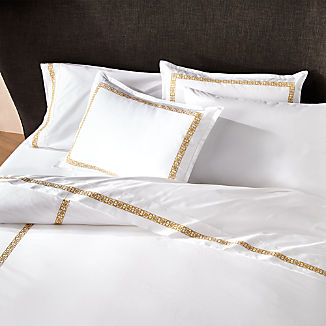 Lior Organic Embroidered Mustard Yellow Duvet Covers and Pillow Shams
