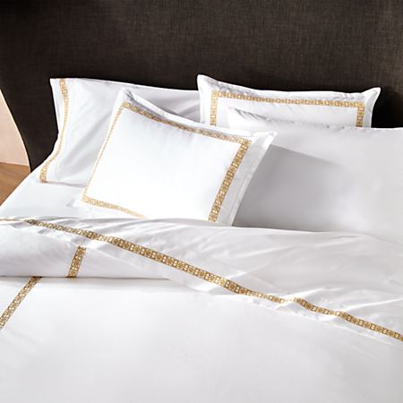 Lior Organic Embroidered Mustard Yellow Duvet Cover Full Queen