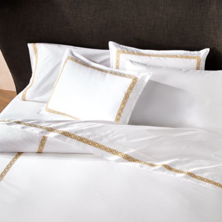 Lior Organic Embroidered Mustard Yellow Duvet Covers And Pillow