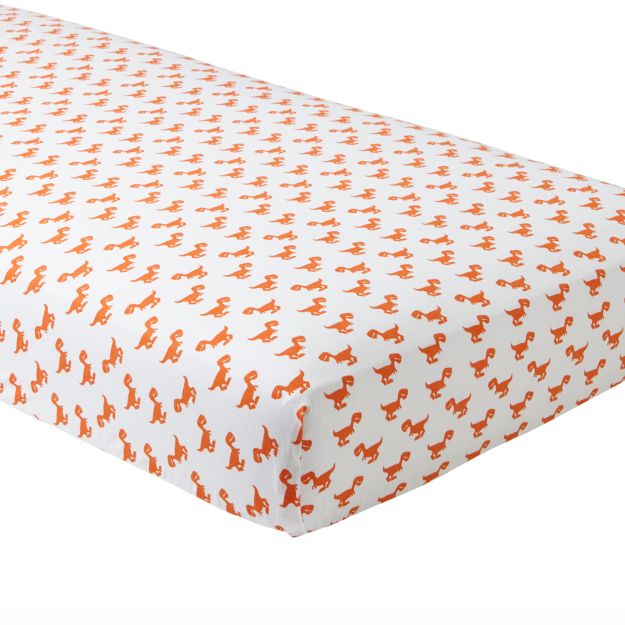 Organic Orange Dinosaur Crib Sheet in Crib Fitted Sheets + Reviews