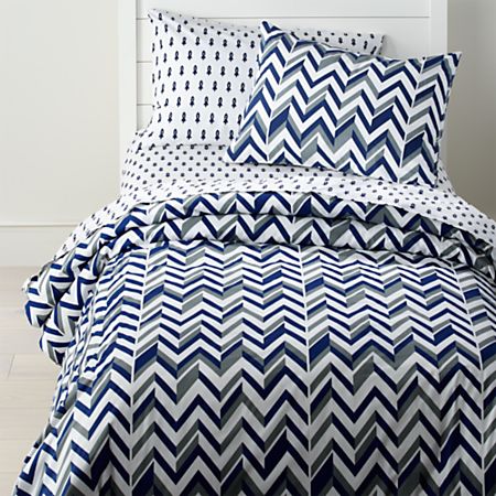 Little Prints Blue Twin Zig Zag Duvet Cover Reviews Crate And