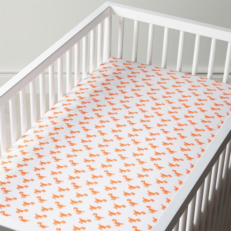 Organic Orange Dinosaur Crib Sheet in Crib Fitted Sheets + Reviews