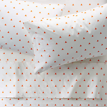 Little Prints Kids Sheet Set Orange Triangle Crate And Barrel