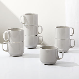 Coffee Mugs And Tea Cups Crate Barrel Logan Grey Stacking Mugs Set Of 8