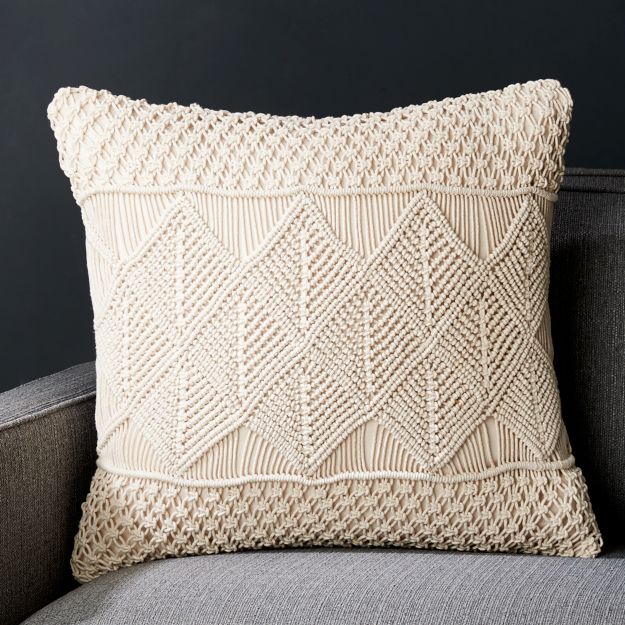 Lola 20" Macramé Pillow with Feather-Down Insert + Reviews 