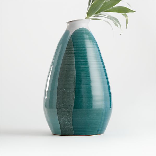 Lona Large Blue Green Vase Crate And Barrel