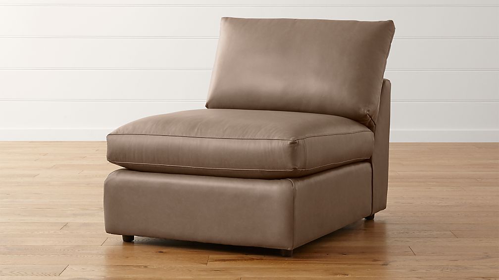 Lounge II Petite Leather Armless 32" Chair Crate and Barrel