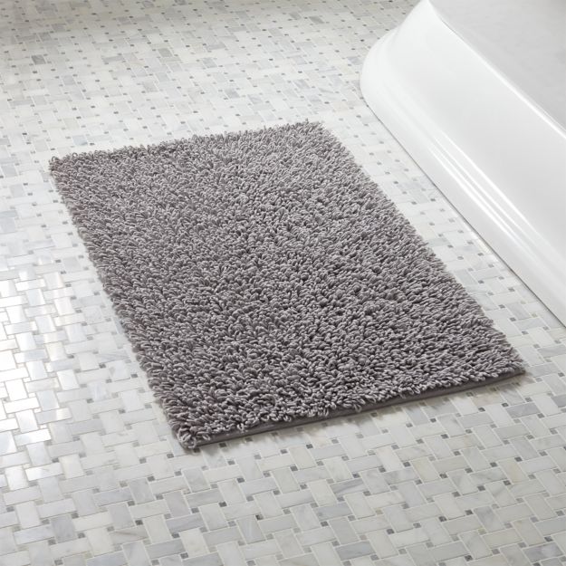 Loop Light Grey Bath Rug + Reviews Crate and Barrel