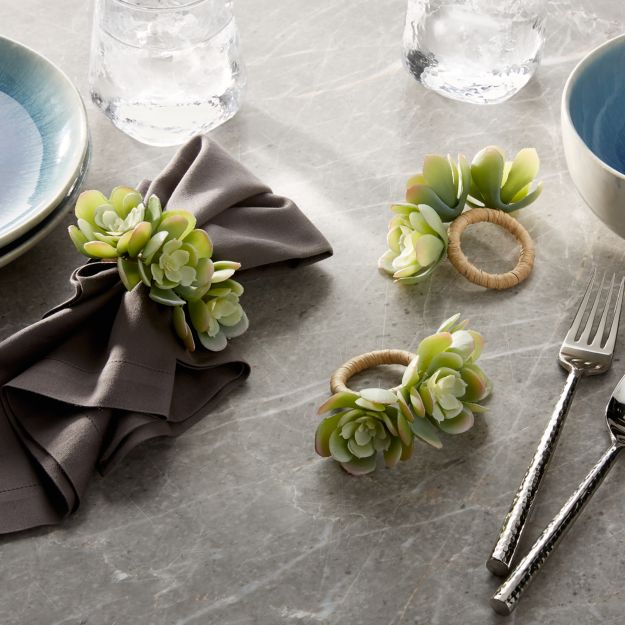 Lotus Succulent Napkin Ring + Reviews Crate and Barrel