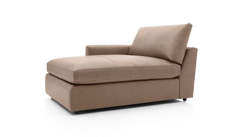 Lounge II Leather Left Arm Chaise Lounge Lavista Smoke Crate and Barrel