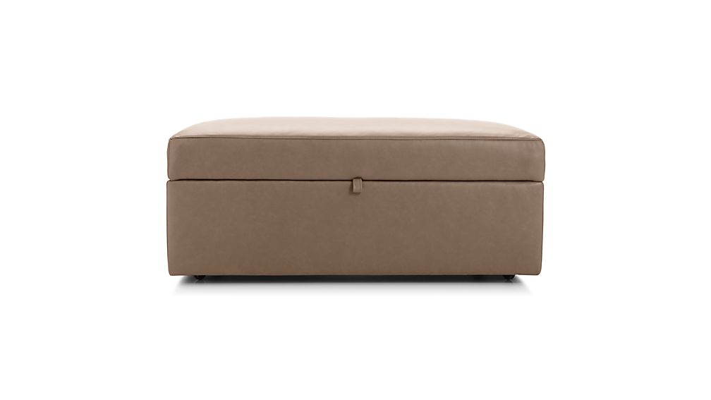 Lounge II Leather Storage Ottoman with Tray Lavista Smoke Crate and