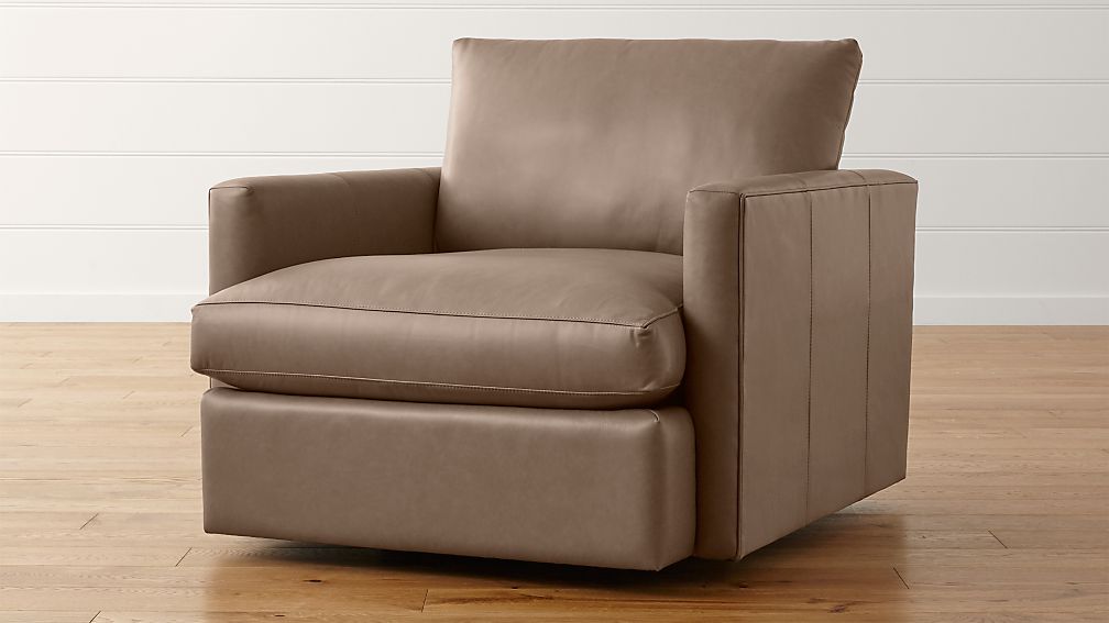 Lounge II Leather Swivel Chair | Crate and Barrel