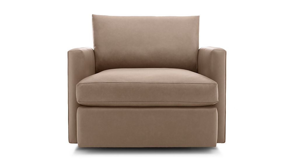 Lounge II Petite Leather Swivel Chair Crate and Barrel