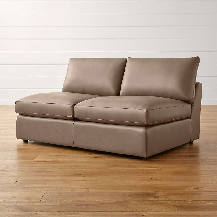 Lounge II Petite Leather Armless Loveseat | Crate and Barrel Canada