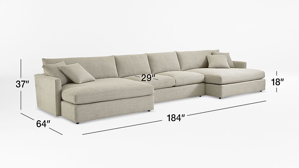 Lounge II 3Piece Double Chaise Sectional Sofa + Reviews Crate and Barrel