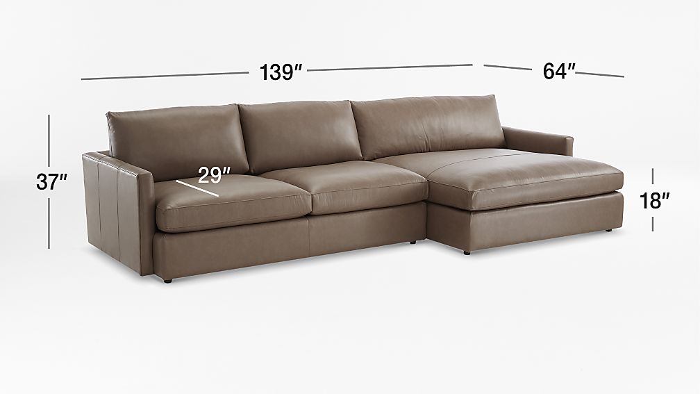 Lounge II Petite Leather 2Piece Right Arm Double Chaise Sectional Sofa + Reviews Crate and Barrel