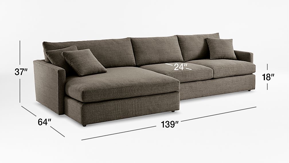 Lounge II Petite 2Piece Left Arm Double Chaise Sectional Sofa + Reviews Crate and Barrel